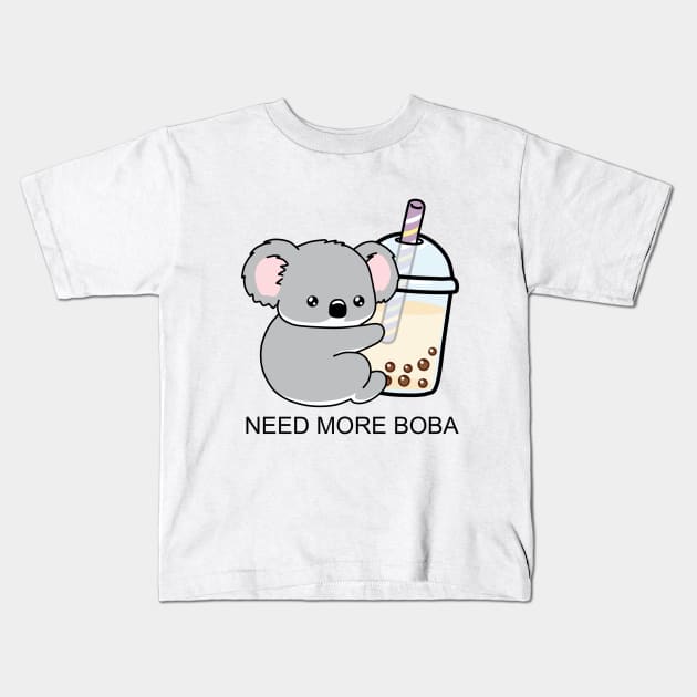 Little Koala Loves Boba A Lot! Kids T-Shirt by SirBobalot